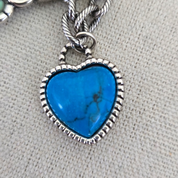 Brighton Silver and Turquoise Charm Bracelet - Picture 4 of 9